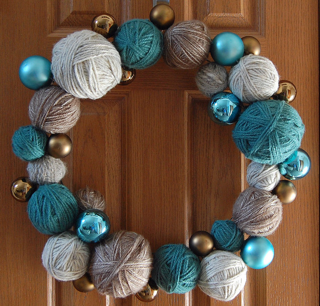 diy christmas wreath crafts idea yarn christmas ornament balls