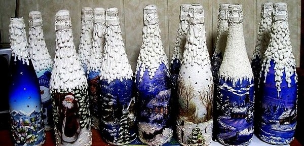 handmade christmas crafts diy dyed glass bottles home decor ideas