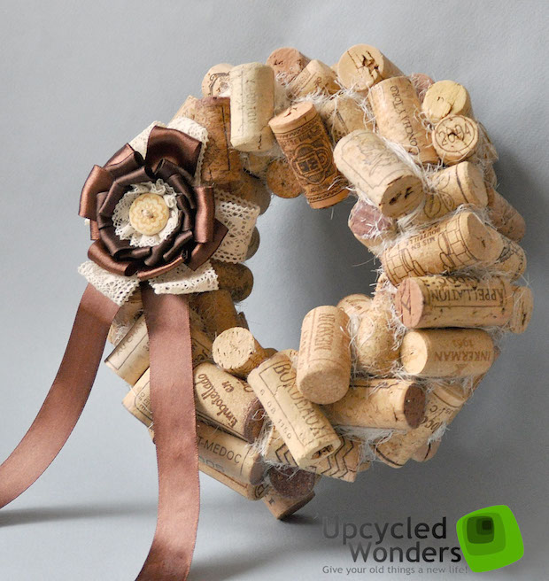 diy wine cork craft recycling christmas door wreaths idea