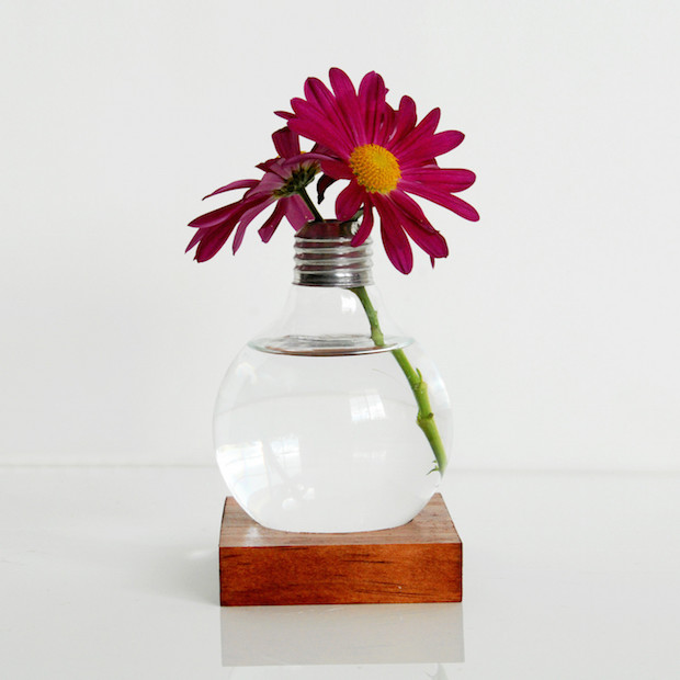 reused lightbulb vase flower decoration for valentines day