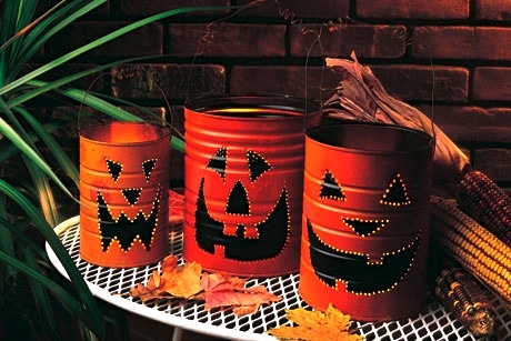 jackolantern halloween crafts for repurposed tin cans spooky decor ideas