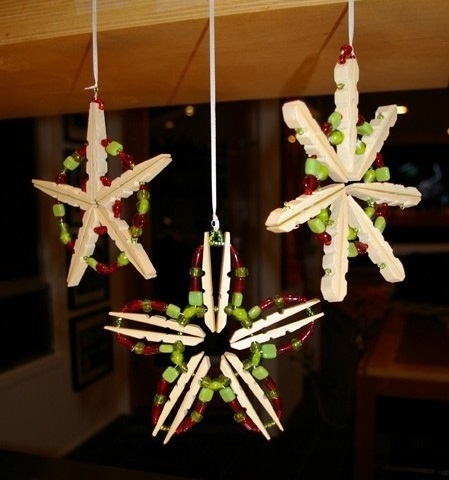 reused clothespins christmas star ornaments tree decor ideas