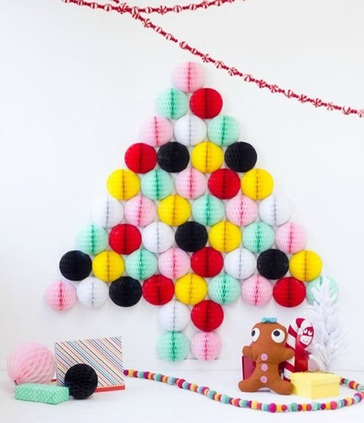 alternative christmas tree colorful paper honeycomb ball decoration ideas