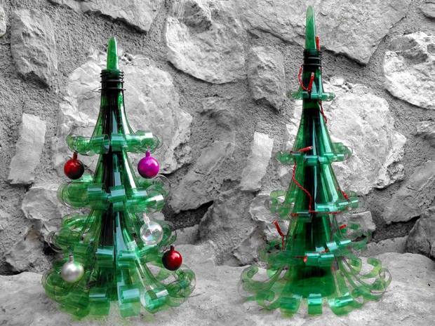 alternative christmas tree reused plastic bottles christmas toys decoration