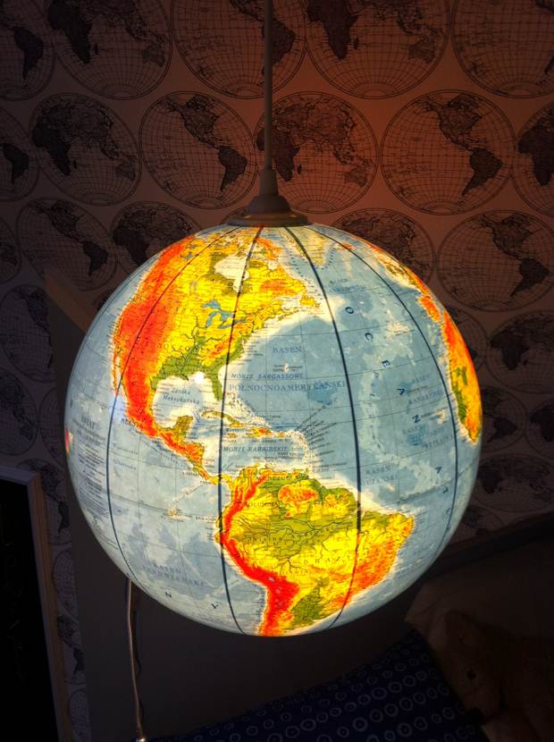 upcycled world globe creative diy project hanging pendant light