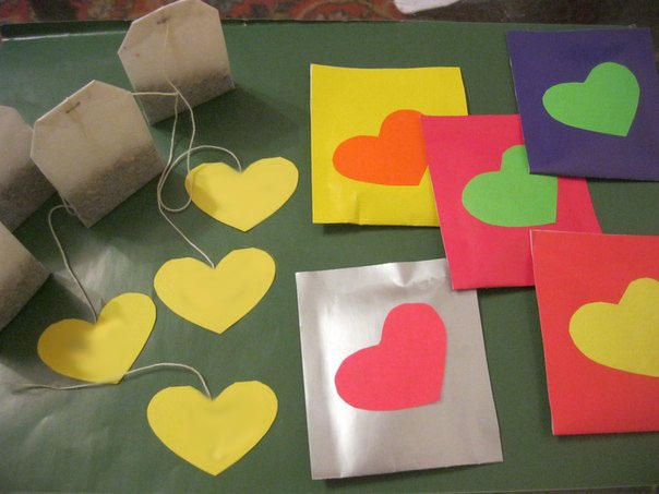 valentines day gift for him handmade tea bags decorated paper colorfull hearts