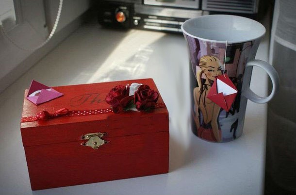valentine's day gift for him red wooden tea box cup of tea diy present
