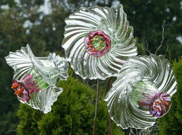 garden glass flowers clean glass reused bowls art decoration