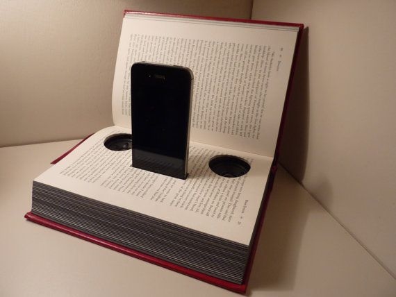 reuse old books diy iphone music design stand speakers home craft idea