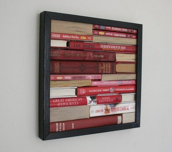 reuse old books upcycled art painting hanging wall black frame creative diy project