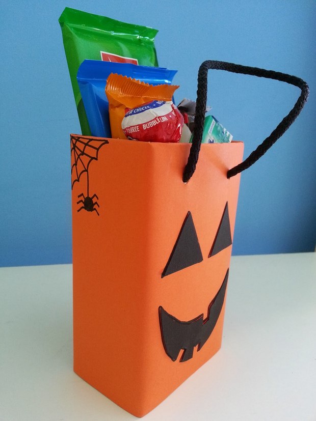 halloween goody bag ideas orange pumpkin candy bag