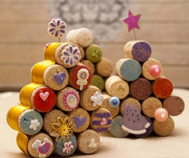 reused wine cork christmas crafts handmade tree decoration star