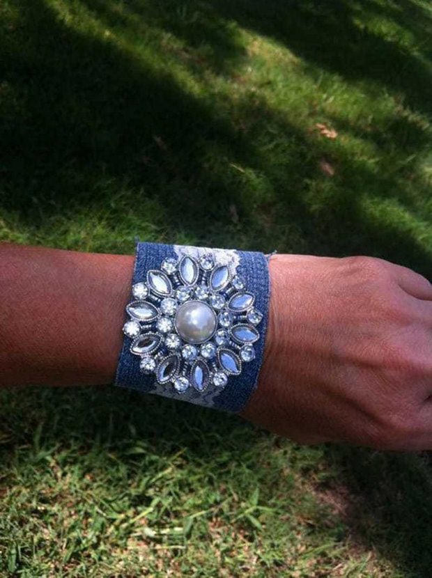 reuse old jeans recycled denim hand bracelet jewelry amazing idea