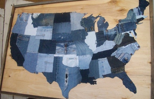 reuse old jeans recycled usa denim country map amazing idea