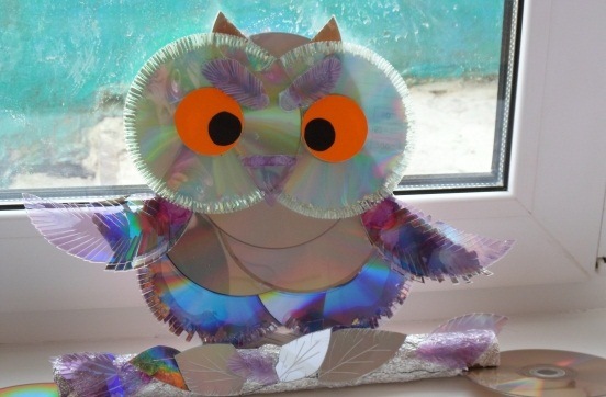 cd craft diy owl homemade kids project reused idea