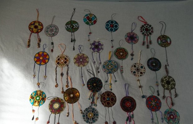 cd craft mandalas shapes wall hanging decoration patterns
