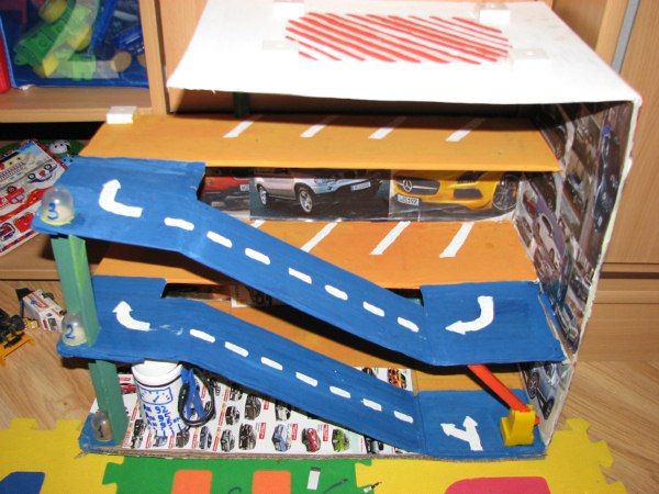 reusing shoeboxes multistory car parking kids fun crafts diy creative idea
