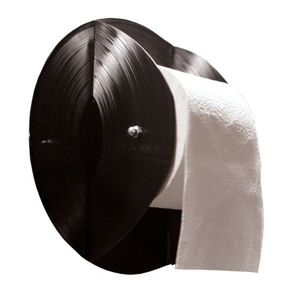 recycling vinyl records toilet paper roll holder diy repurposed idea