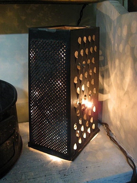 repurposed cheese grater diy indoor rustic lamp art project