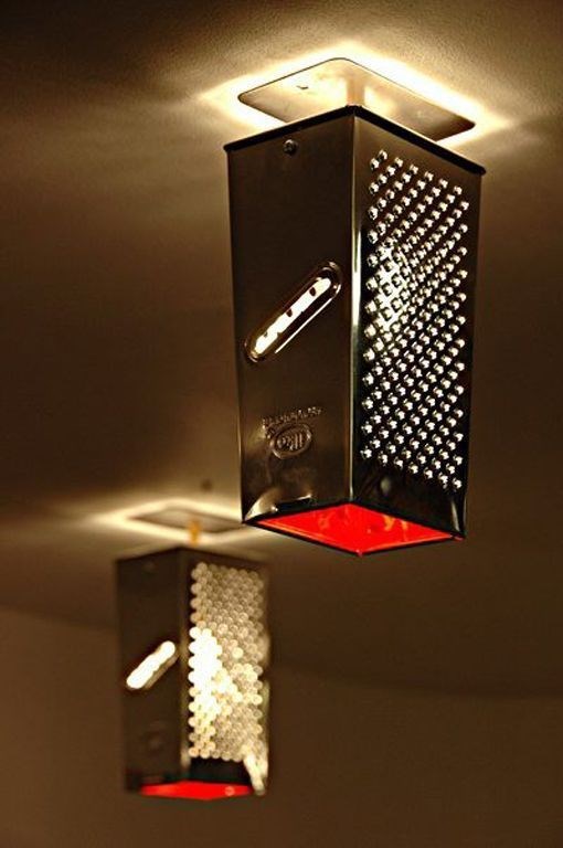 upcycle cheese grater indoor hanging rustic pendant lamp decor idea
