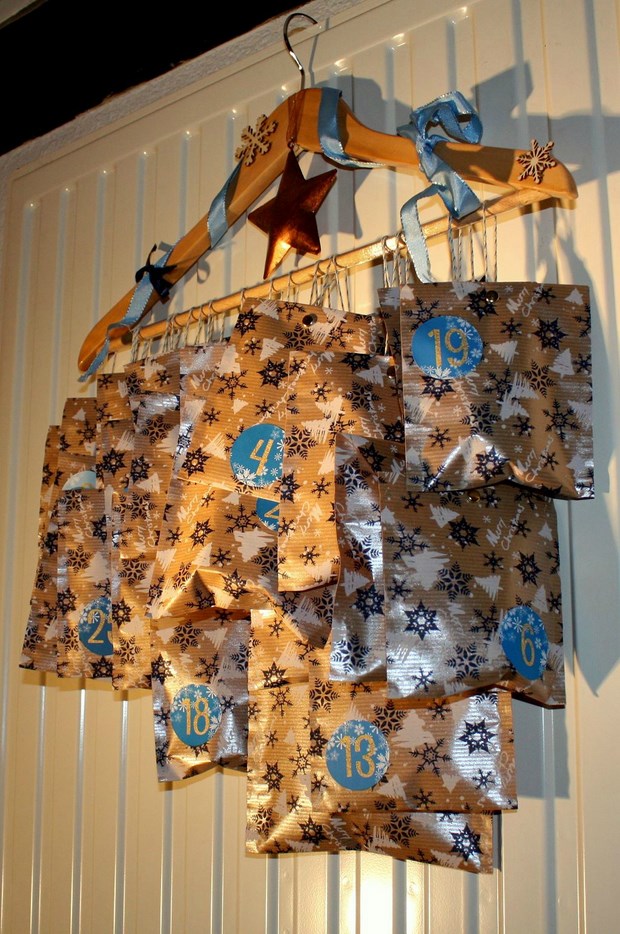 reuse hangers diy advent calendar wall hanging